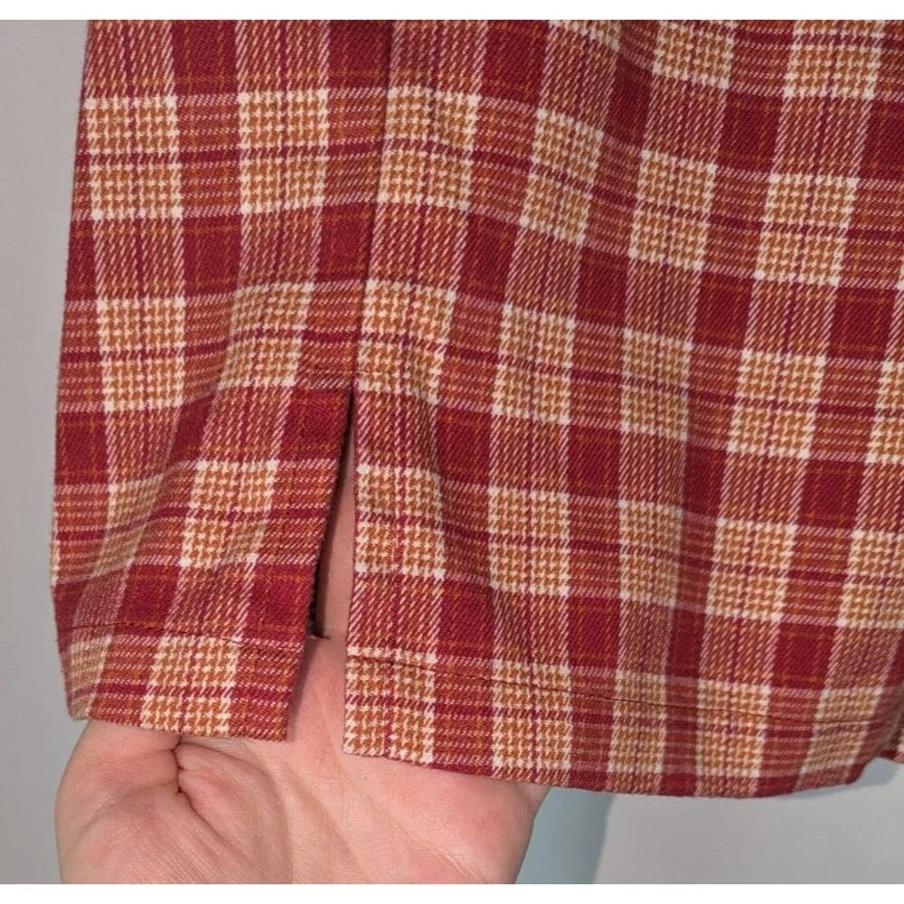 Brandy Melville John Galt Cara Red and Tan Plaid Dual Front Slit Mini Skirt OS